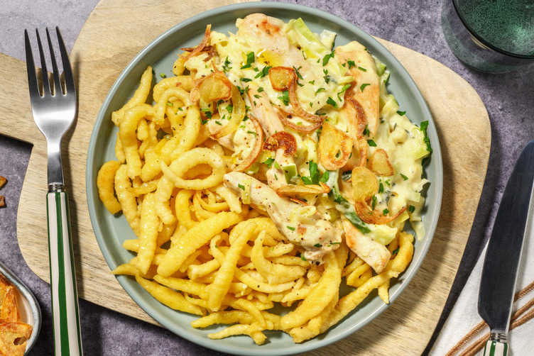 Omas Hähnchengeschnetzeltes in Senfrahm