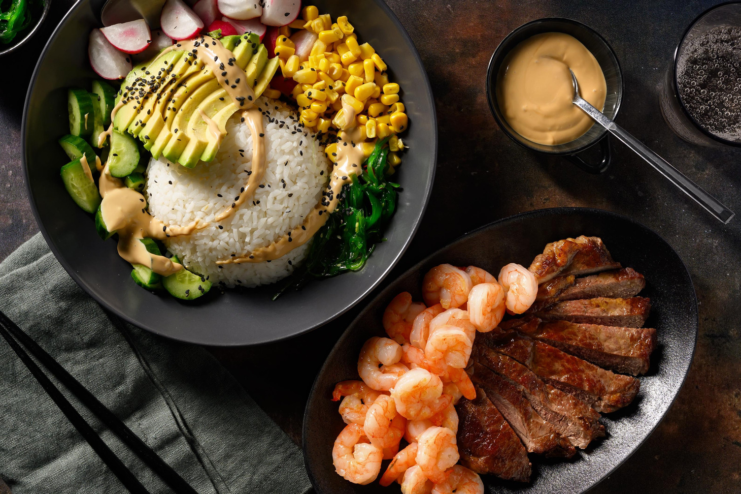 Surf & Turf Ponzu Poké Bowl with Avocado