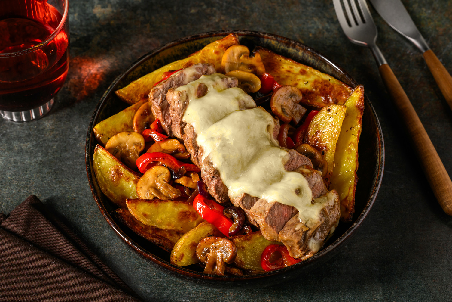 Steak façon Philadelphie & Potato Wedges