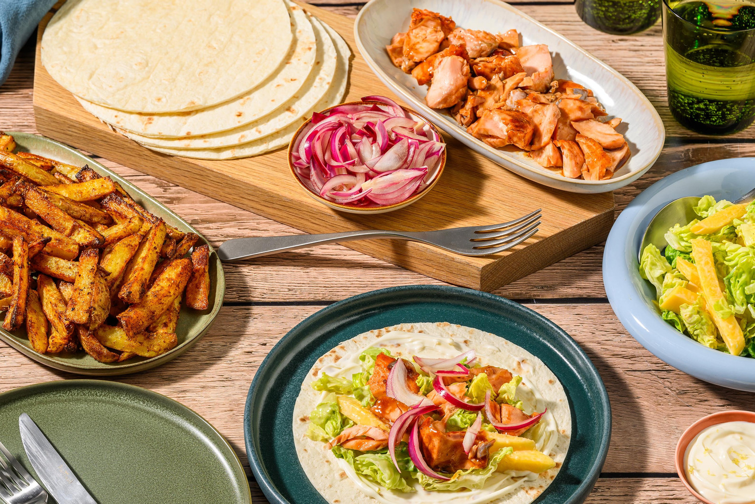 Fusion taco's met zalm in zoete sojadressing