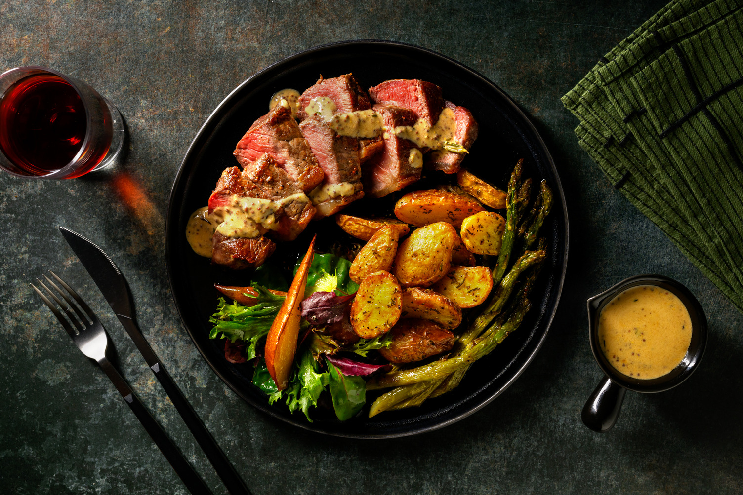 Lamb Steak and Creamy Mustard Sauce