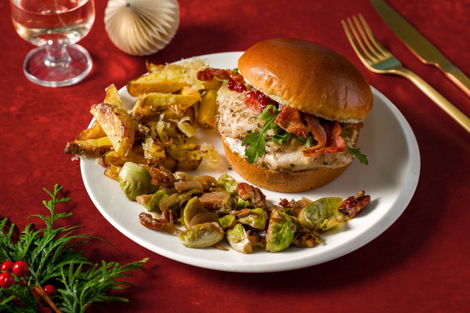 Cheesy Christmas Chicken and Bacon Burger