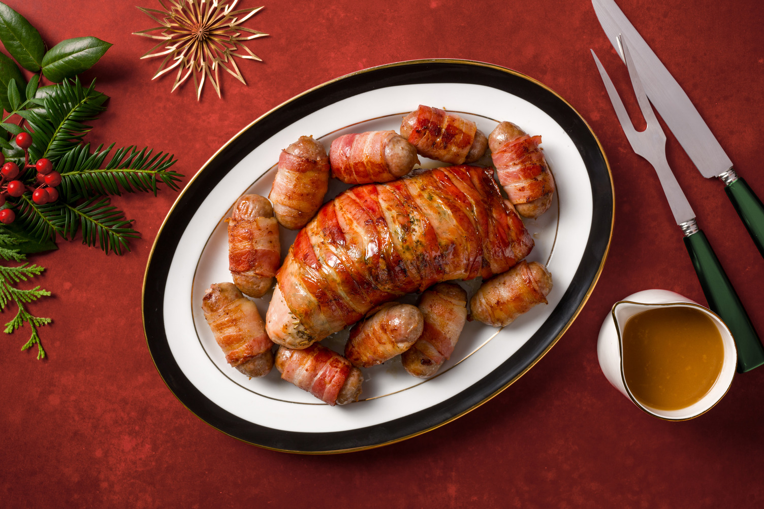 Festive Bacon Wrapped and Glazed Turkey Joint