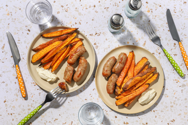 Kids' Sausages and Sweet Potato Fries
