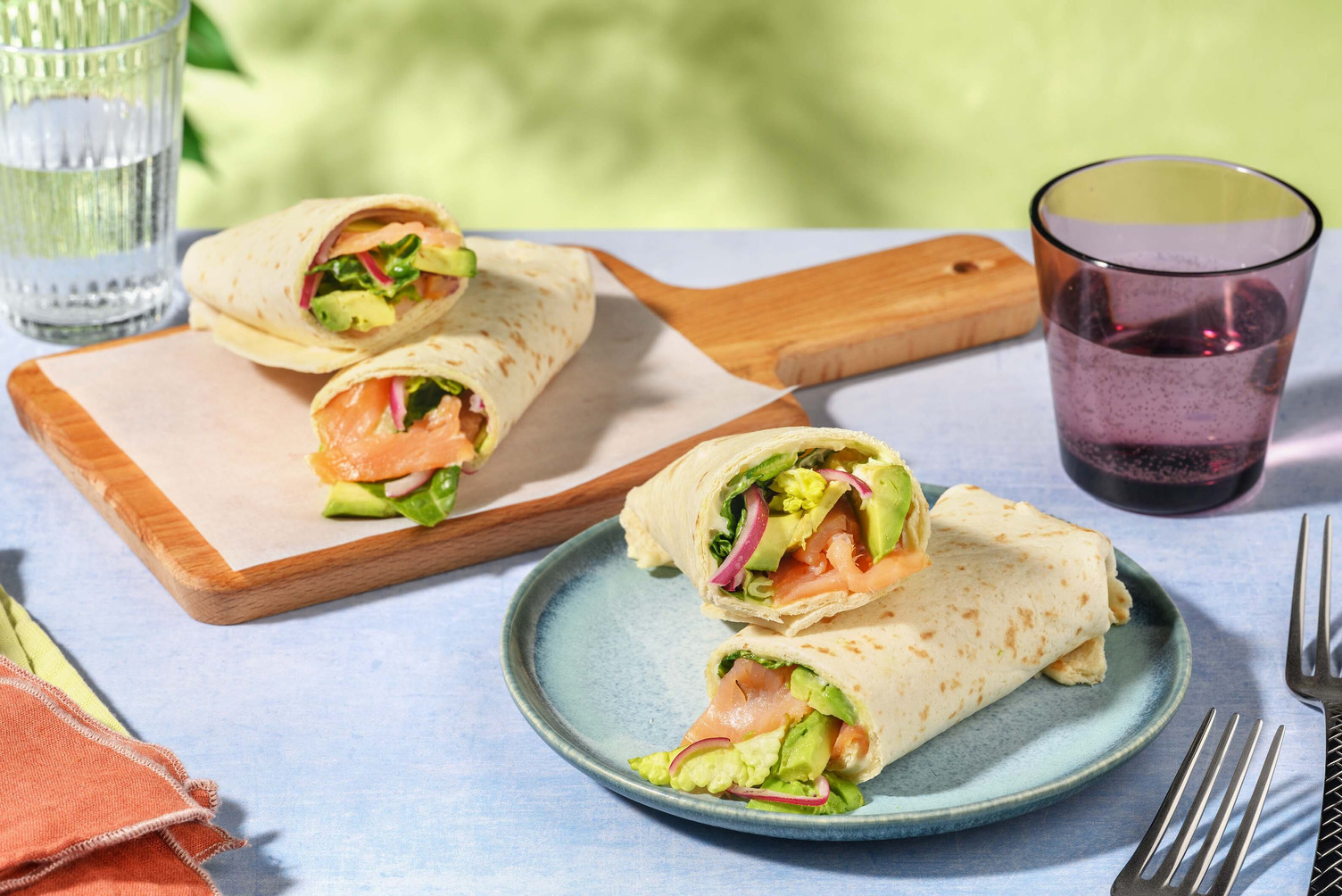 Salmon and avocado wrap