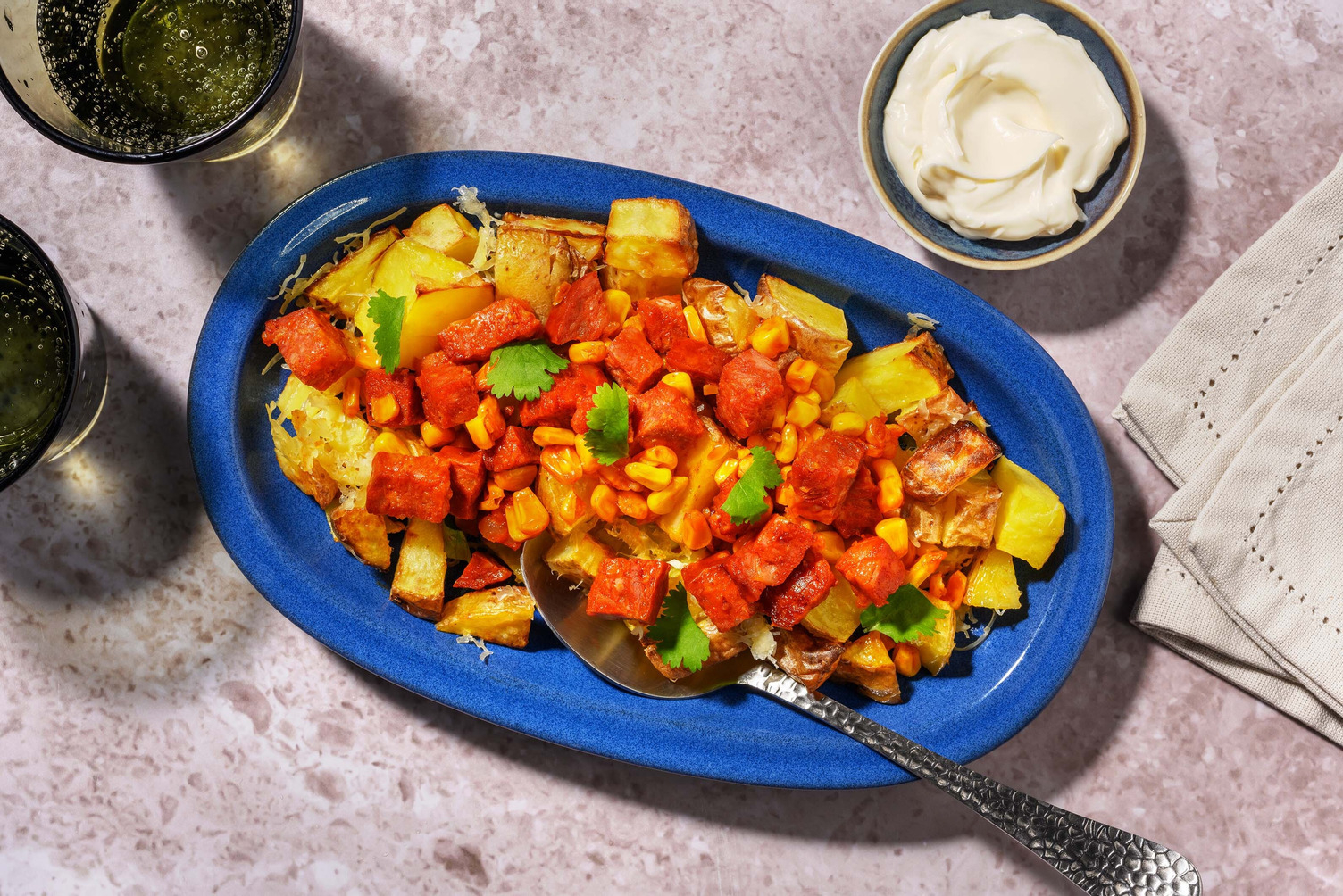 Ostetoppede TexMex-kartofler
