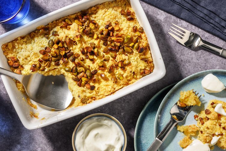 Nectarinecrumble met pistachenoten