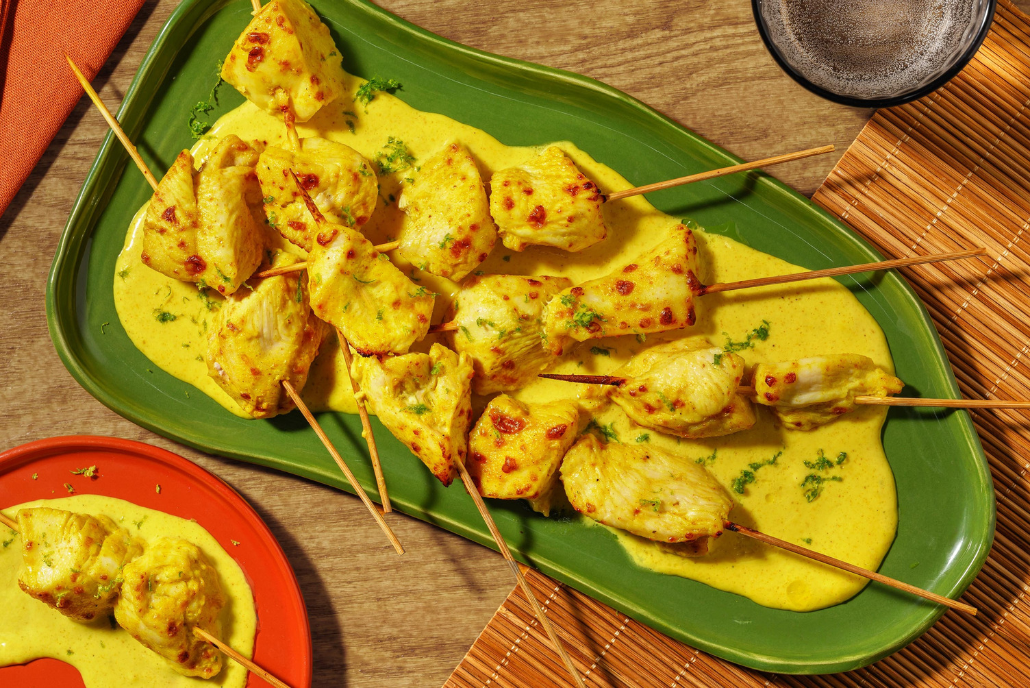 Cambodian Amok Style Chicken Skewers