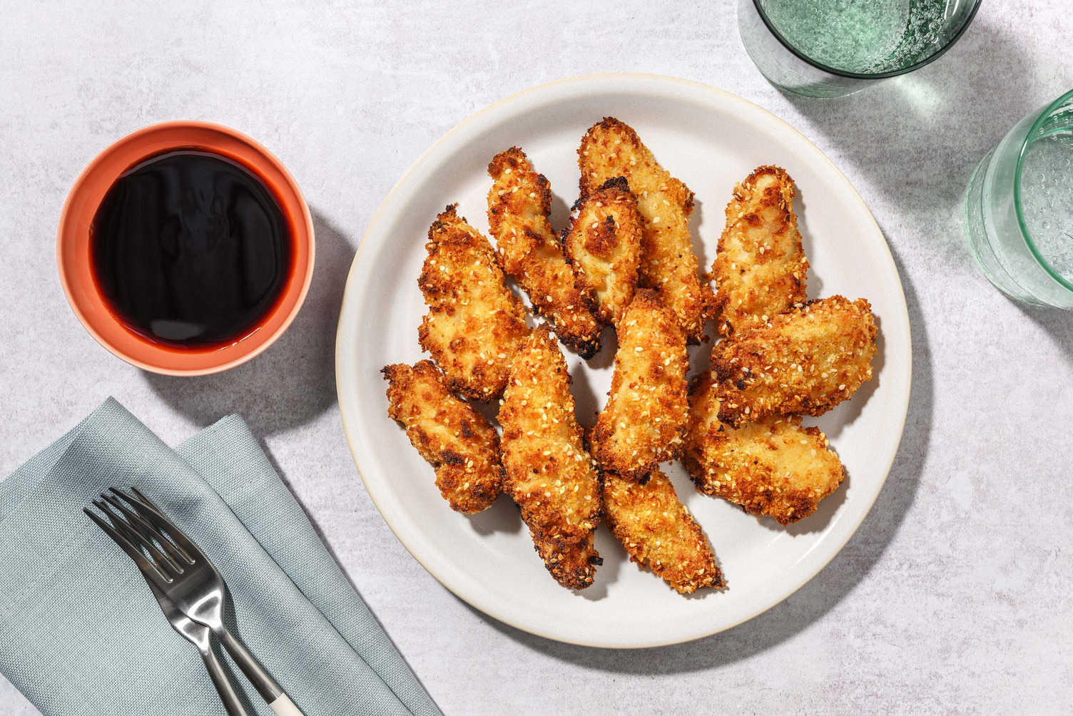 Sesame Chicken Tenders and Teriyaki Dip