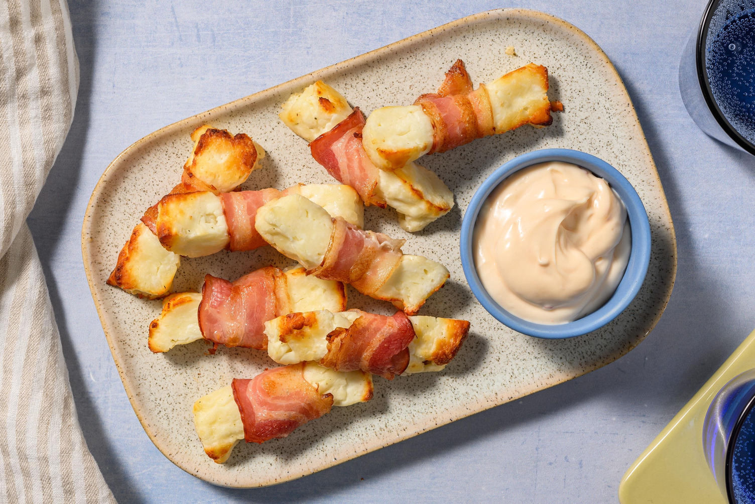 Honey Bacon Wrapped Halloumi Chips