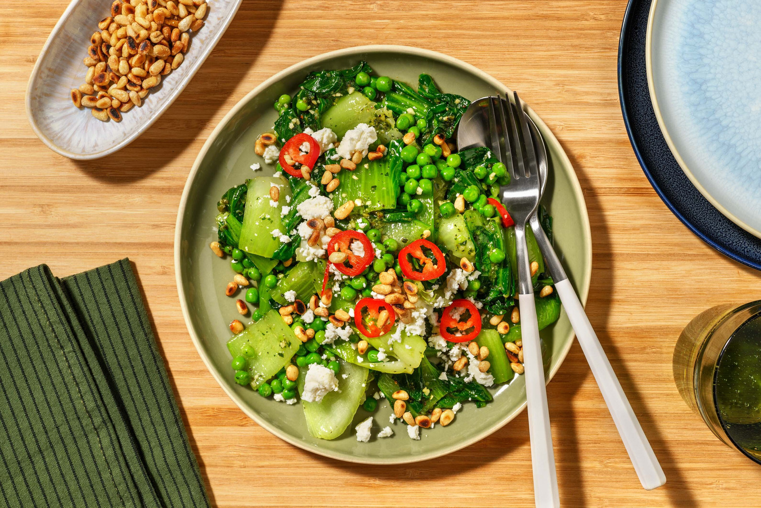 Cheesy Pesto Dressed Spring Greens