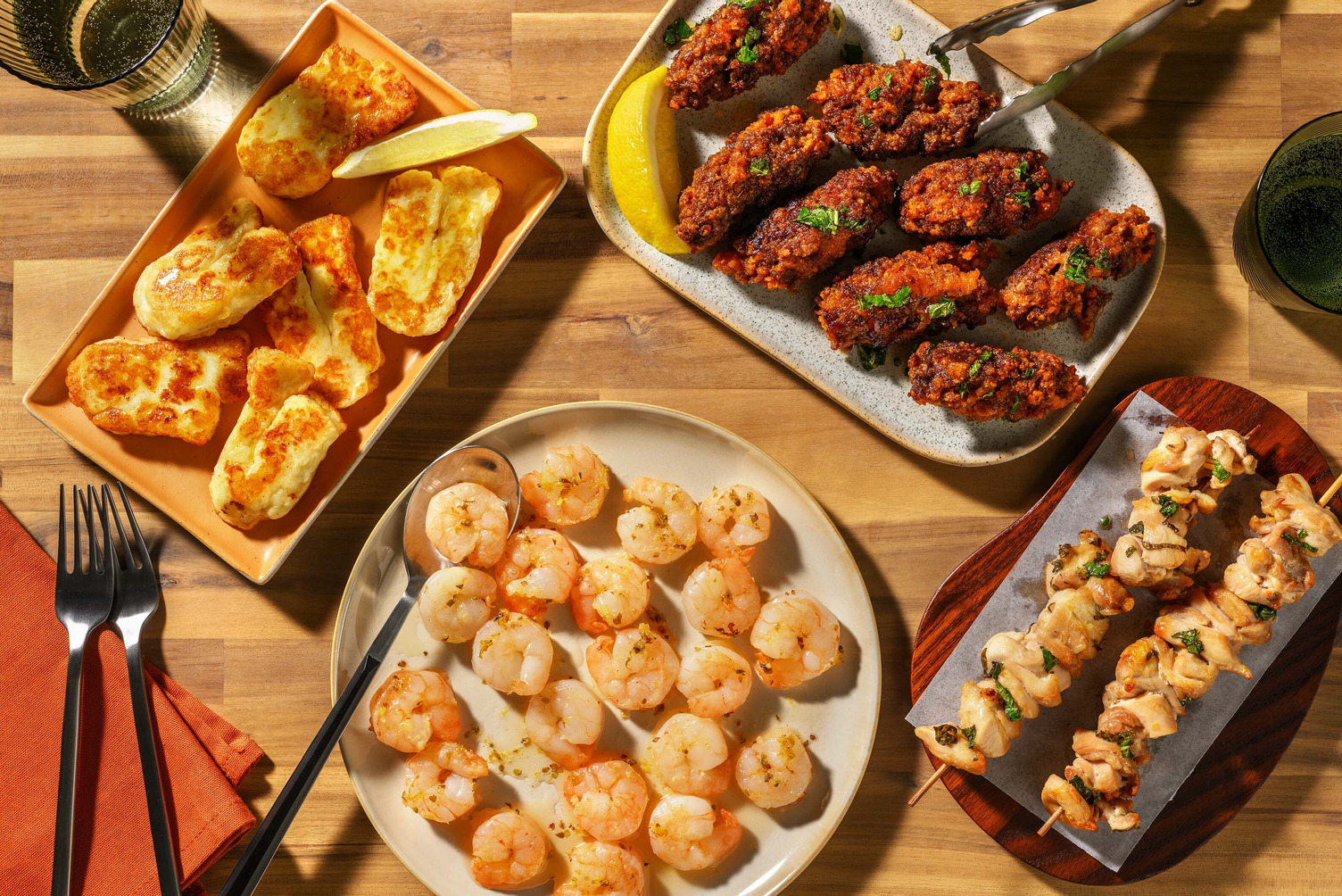 Greek Style BBQ Platter | Lemon & Parsley Chicken Skewers