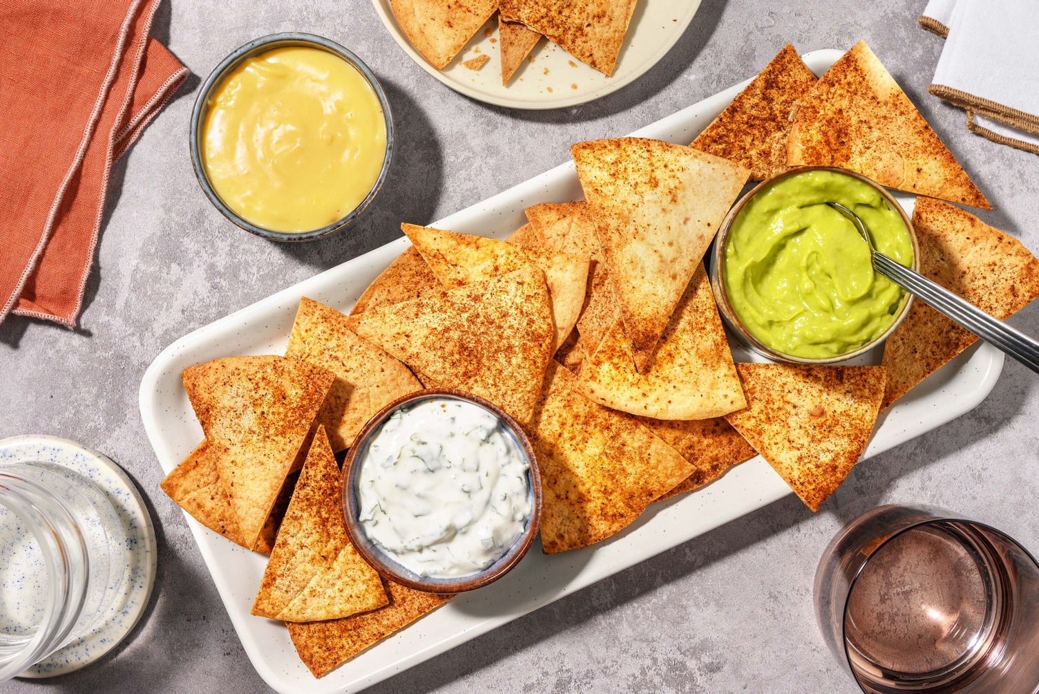 Herby Tortilla Chips & Cheesy Queso Style Dip