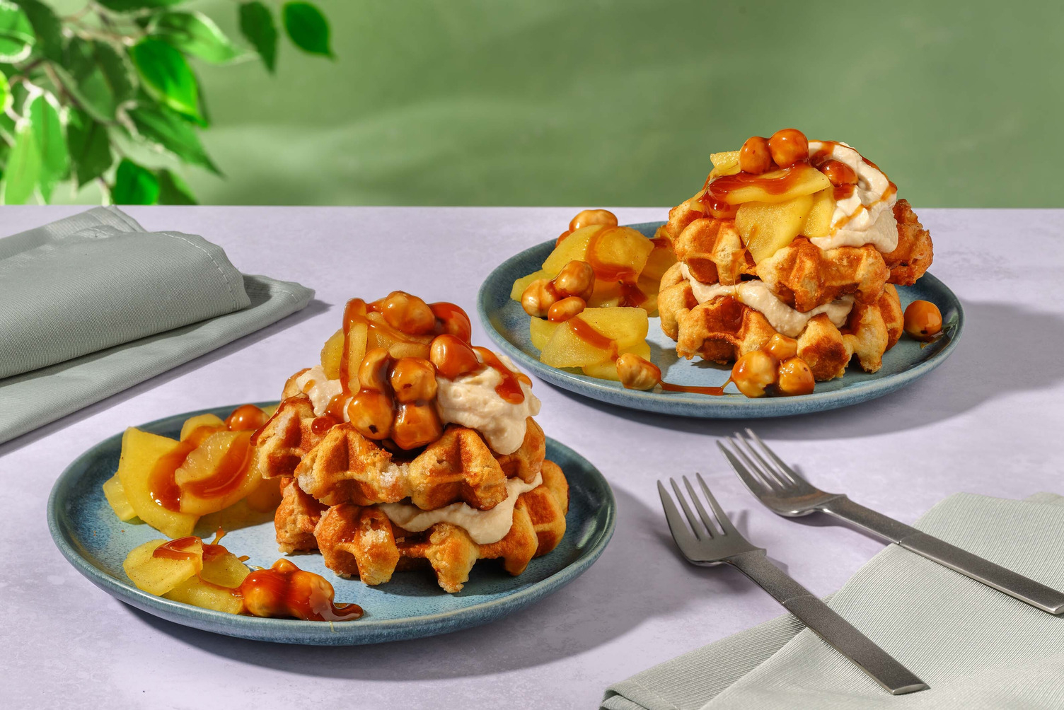 Toffee Apple Waffle Stack