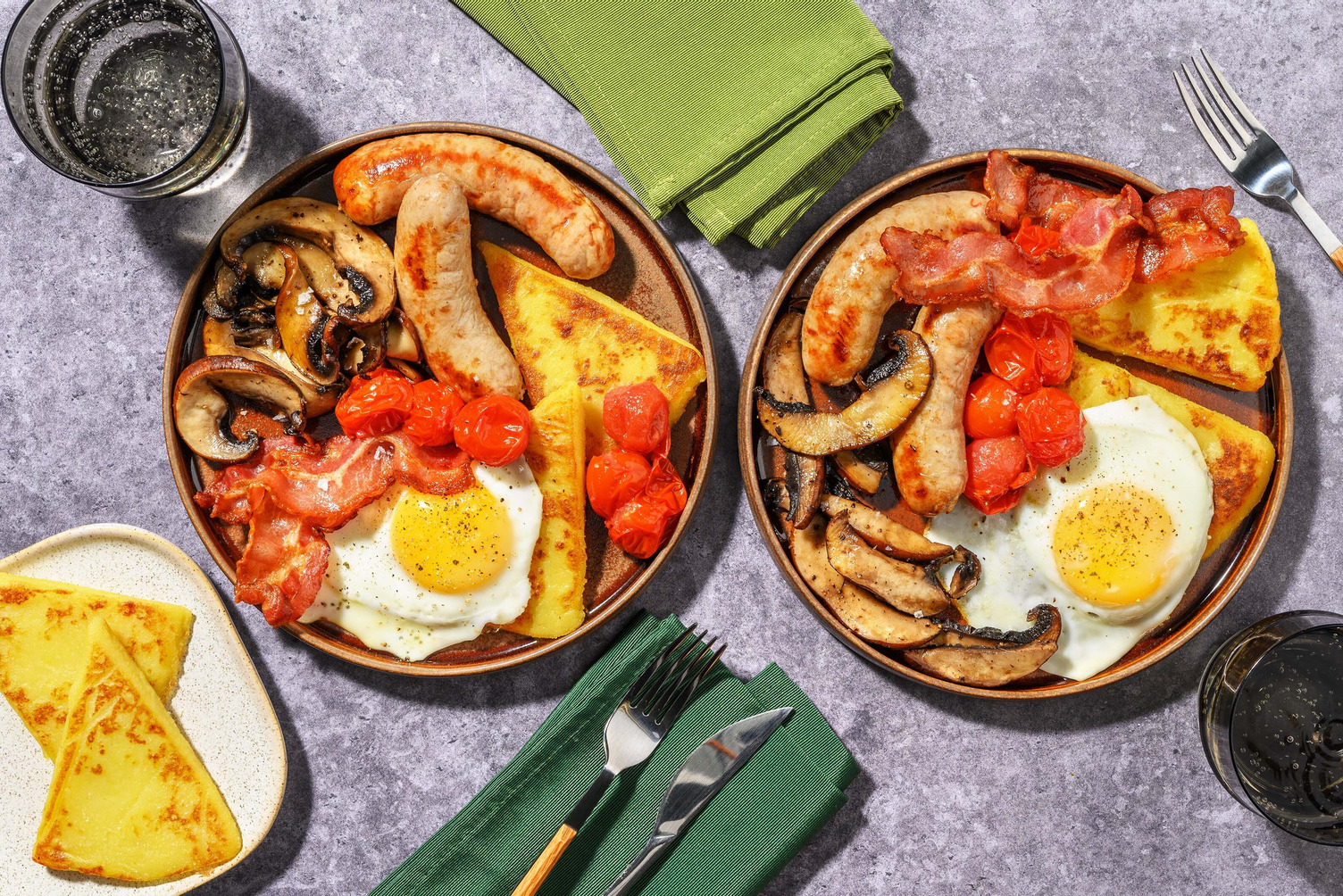 Irish Style Potato Farl, Bacon and Sausages
