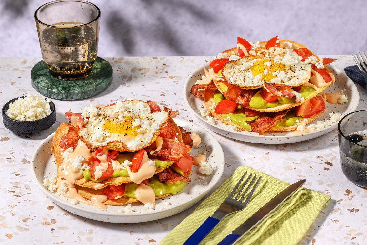 Crispy Bacon Breakfast Tostadas