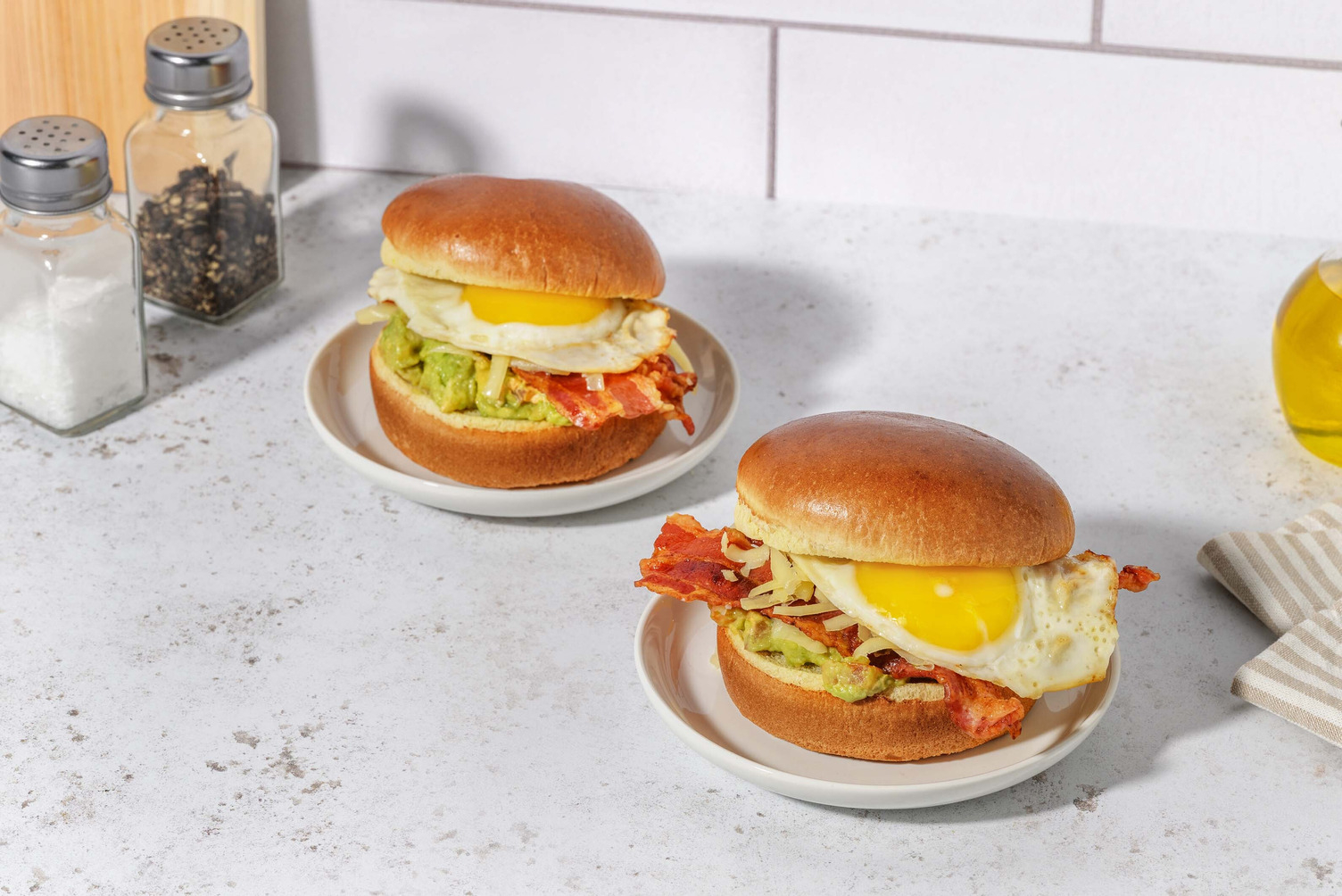 Bacon, Cheese & Smashed Avocado Breakfast Bun