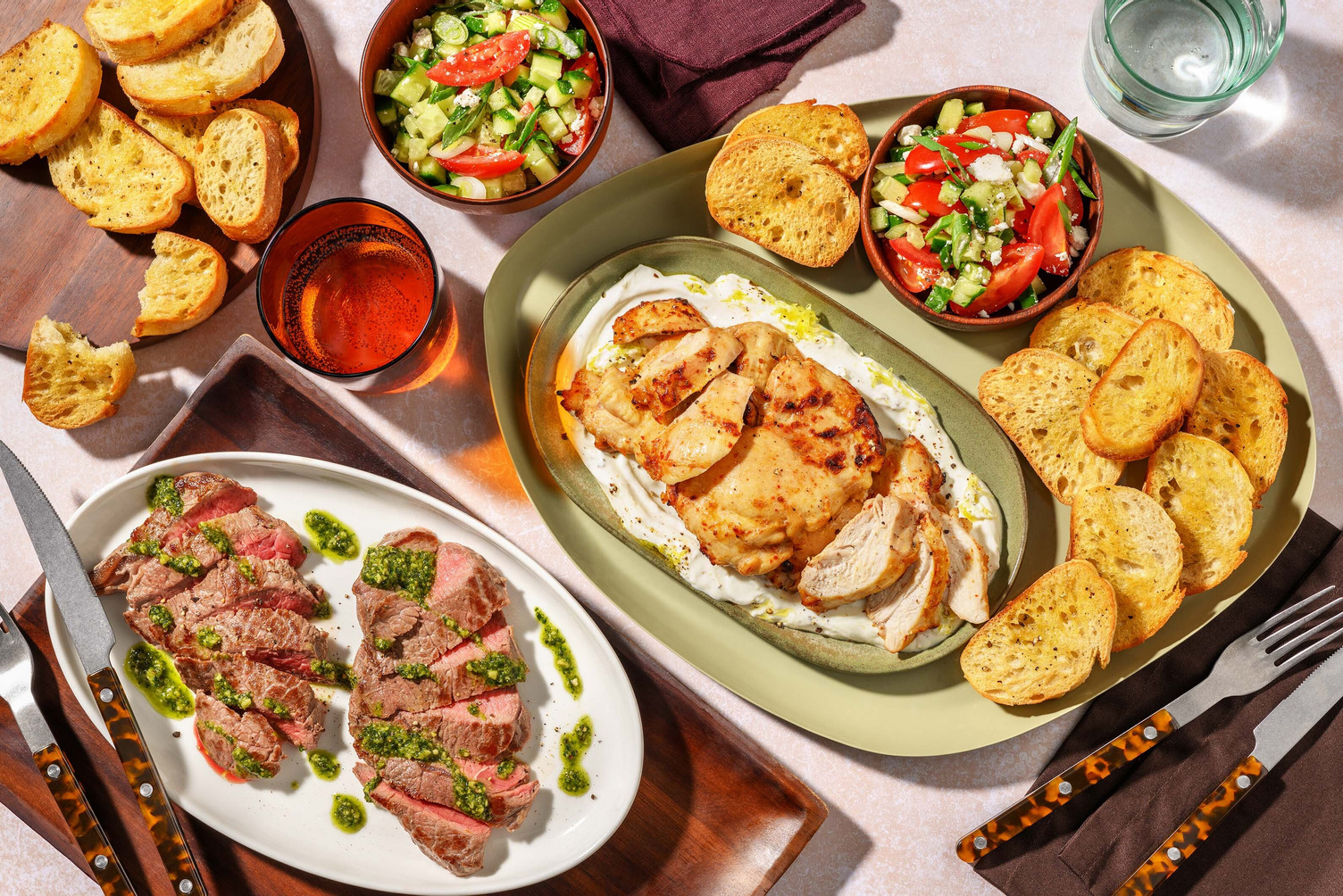 Zhoug Steaks & Harissa Chicken Lunch Platter