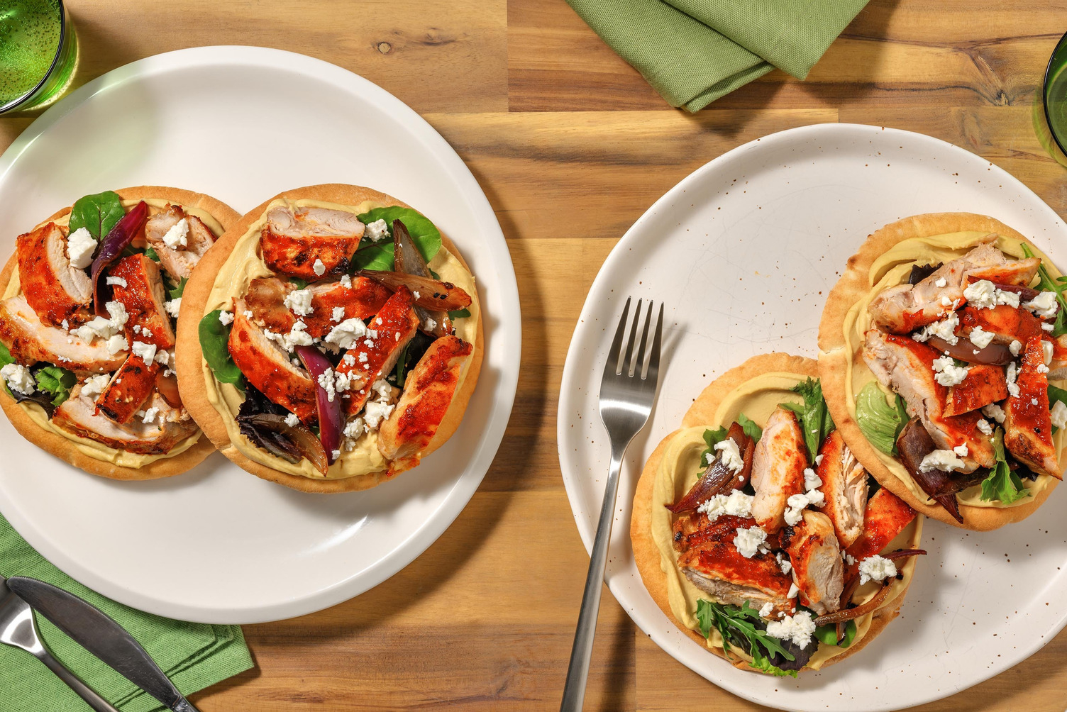 Harissa Glazed Chicken and Houmous Flatbread