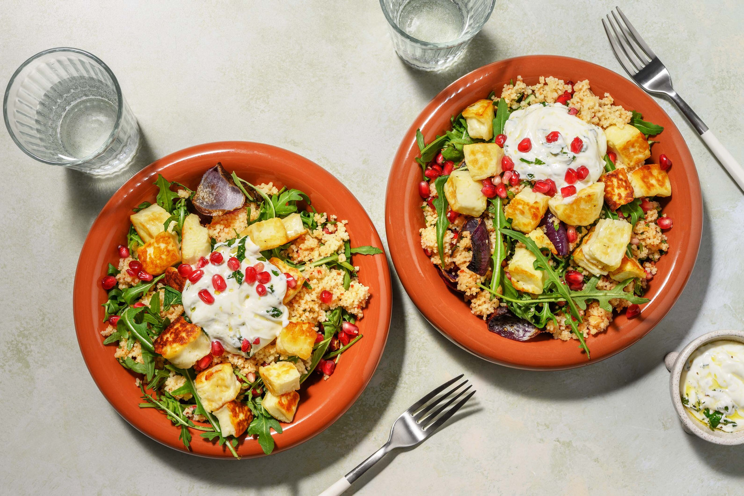 Harissa Couscous, Halloumi & Pomegranate Salad
