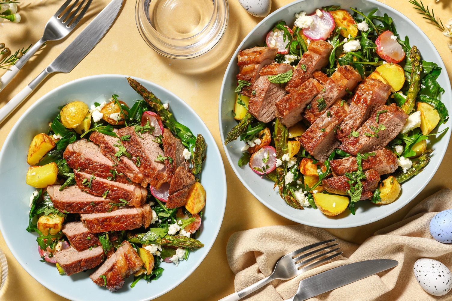 Lamb Steak, Roasted Asparagus & Potato Salad