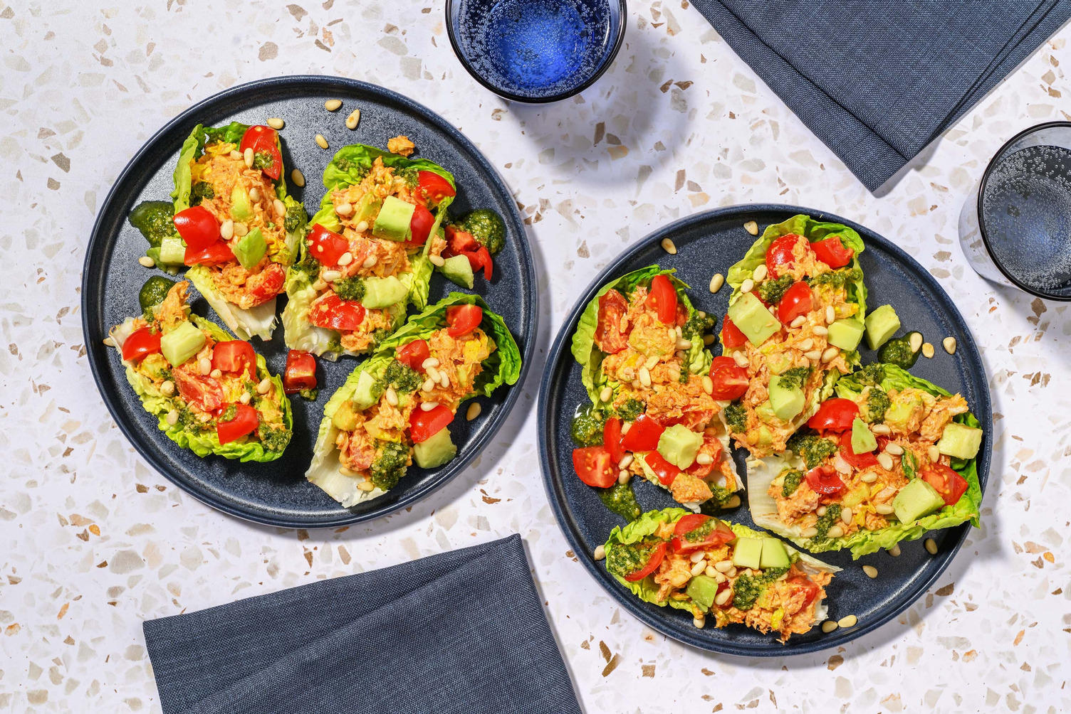 Tuna Mayo, Avocado and Pesto Lettuce Cups