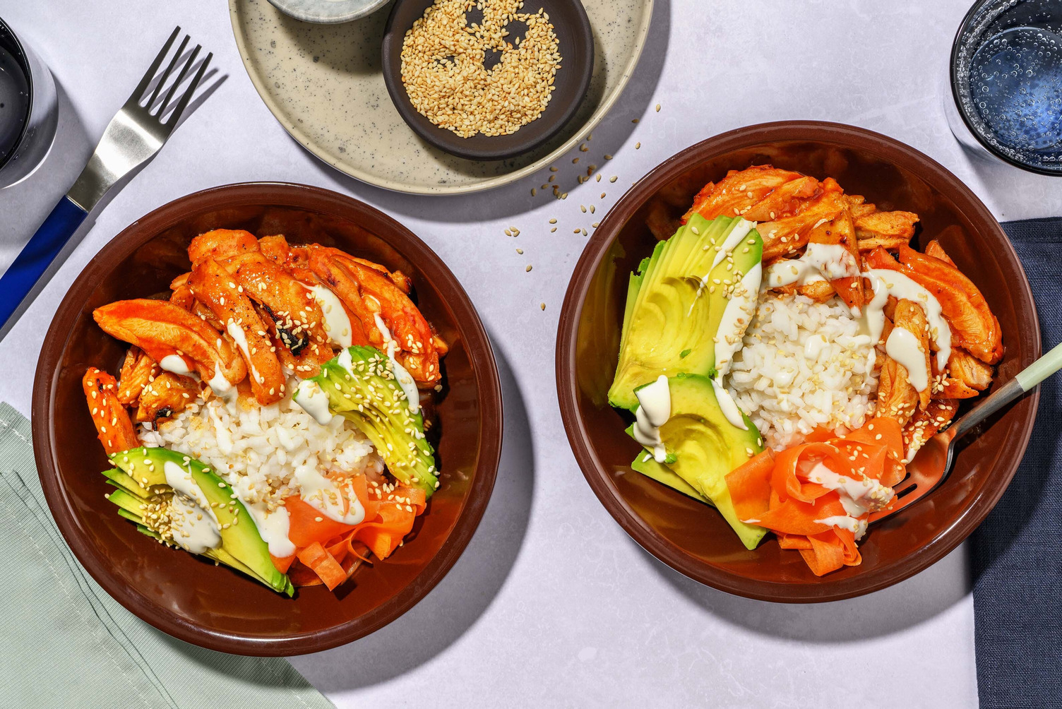 Hot Honey Chicken Poke Style Bowl