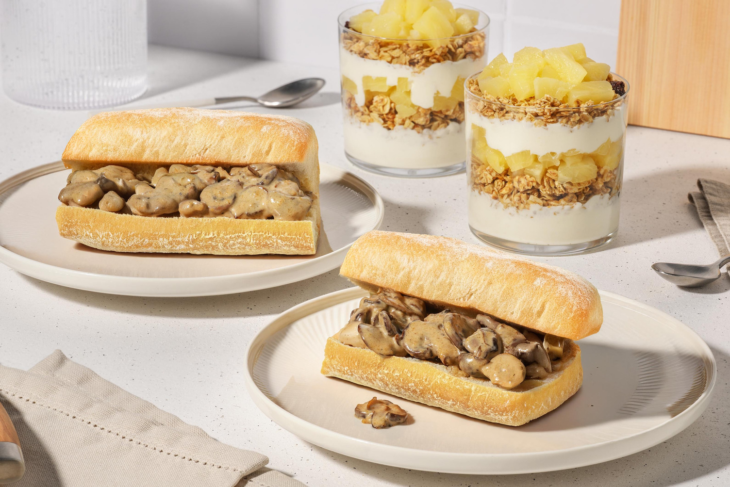 2 Course Brunch | Cheesy Mushroom Ciabattas