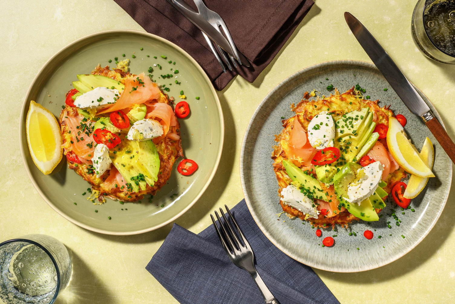 Smoked Salmon and Avocado Giant Hash Browns