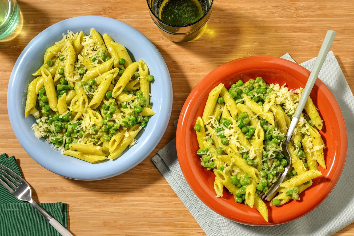 Pesto and Pea Penne Pasta