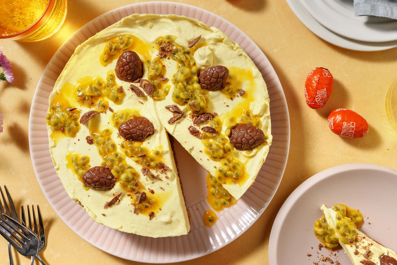 No-bake Paas-cheesecake met passievrucht 