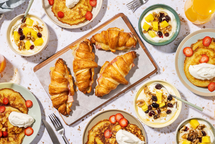 Moederdag Brunchbox met American pancakes met aardbeien