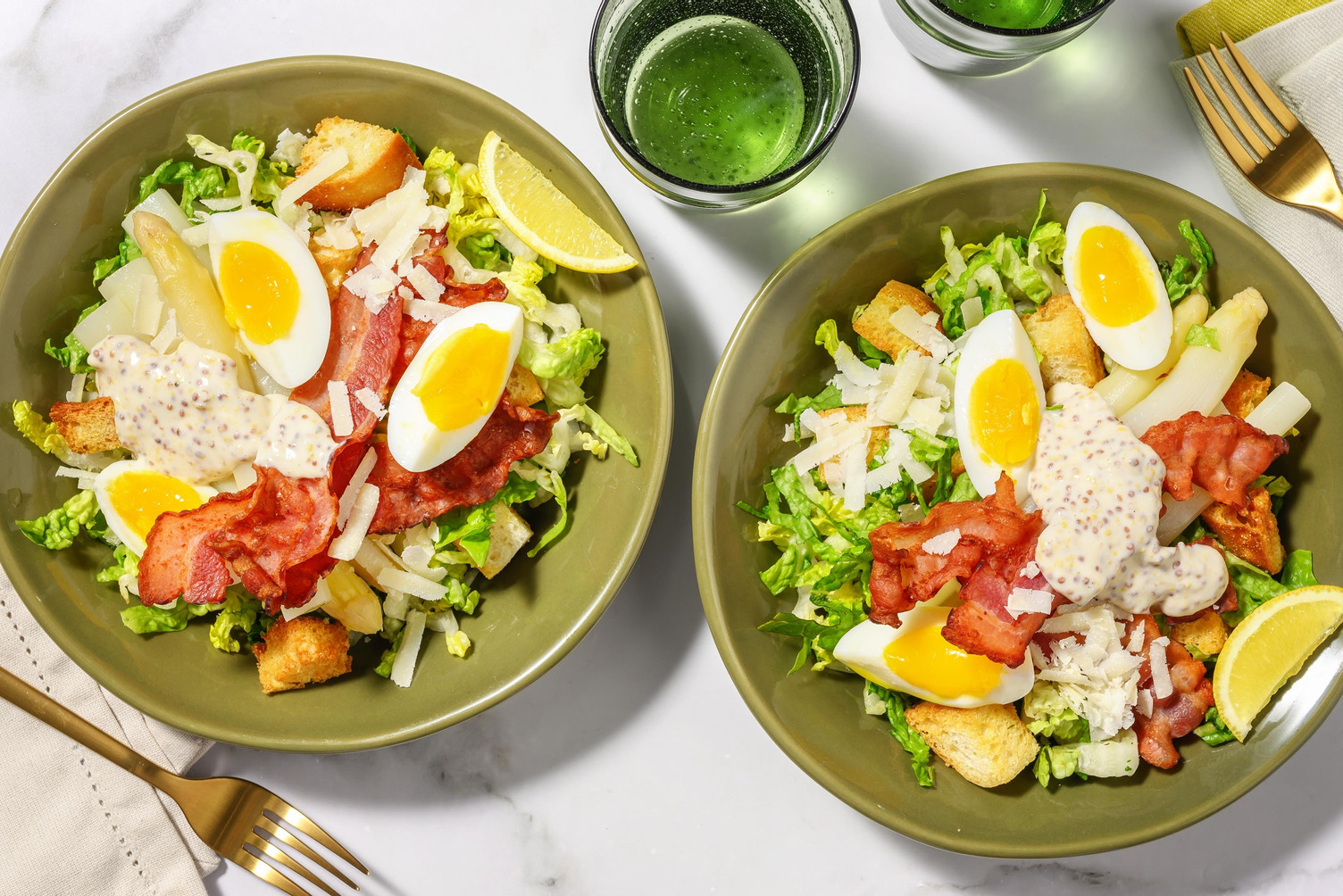 Asperges blanches façon salade César