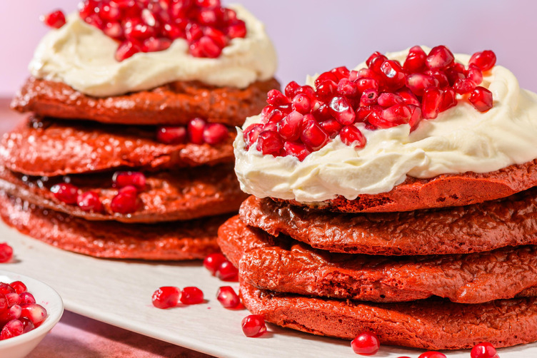 Red velvet pancakes