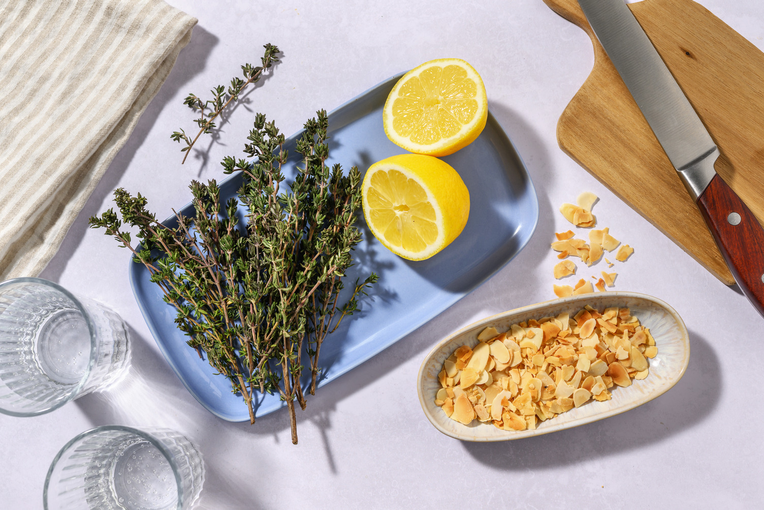 Thyme, Flaked Almonds & Lemon