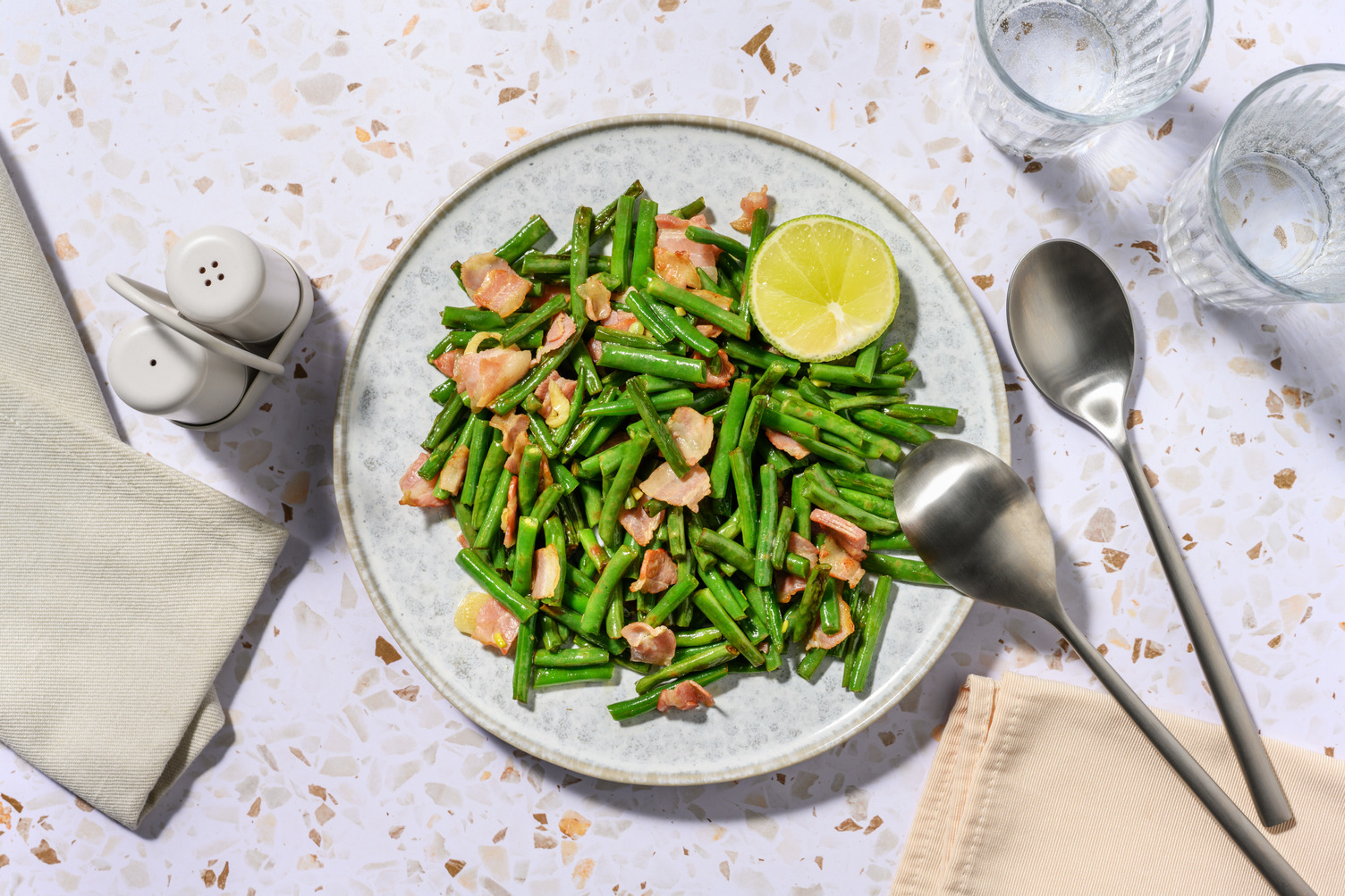 Crispy Bacon & Sautéed Green Beans