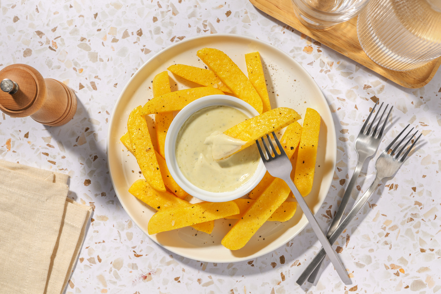 Fonduta al Gorgonzola Dop e stick di polenta