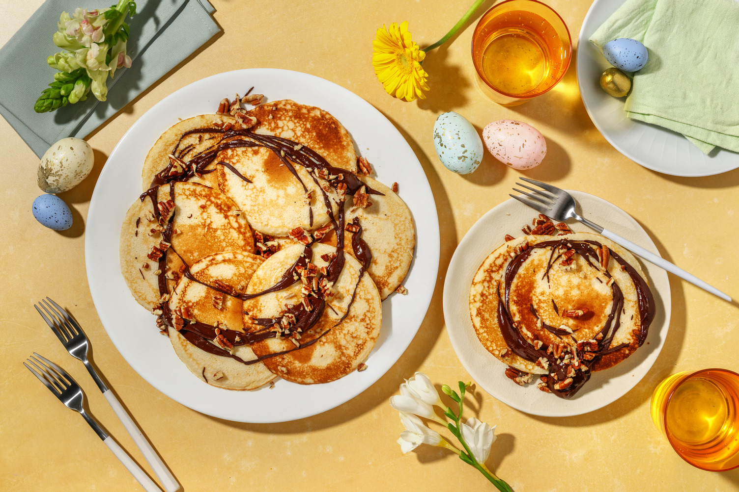 Pancakes banane & chocolat noir fondu