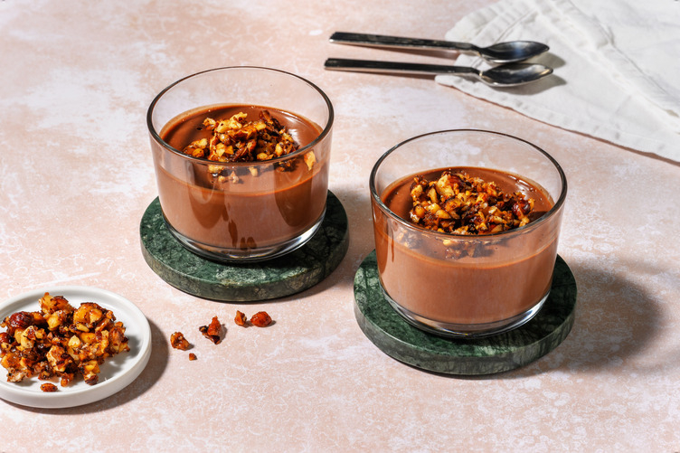 Crèmes chocolat maison & noisettes caramélisées