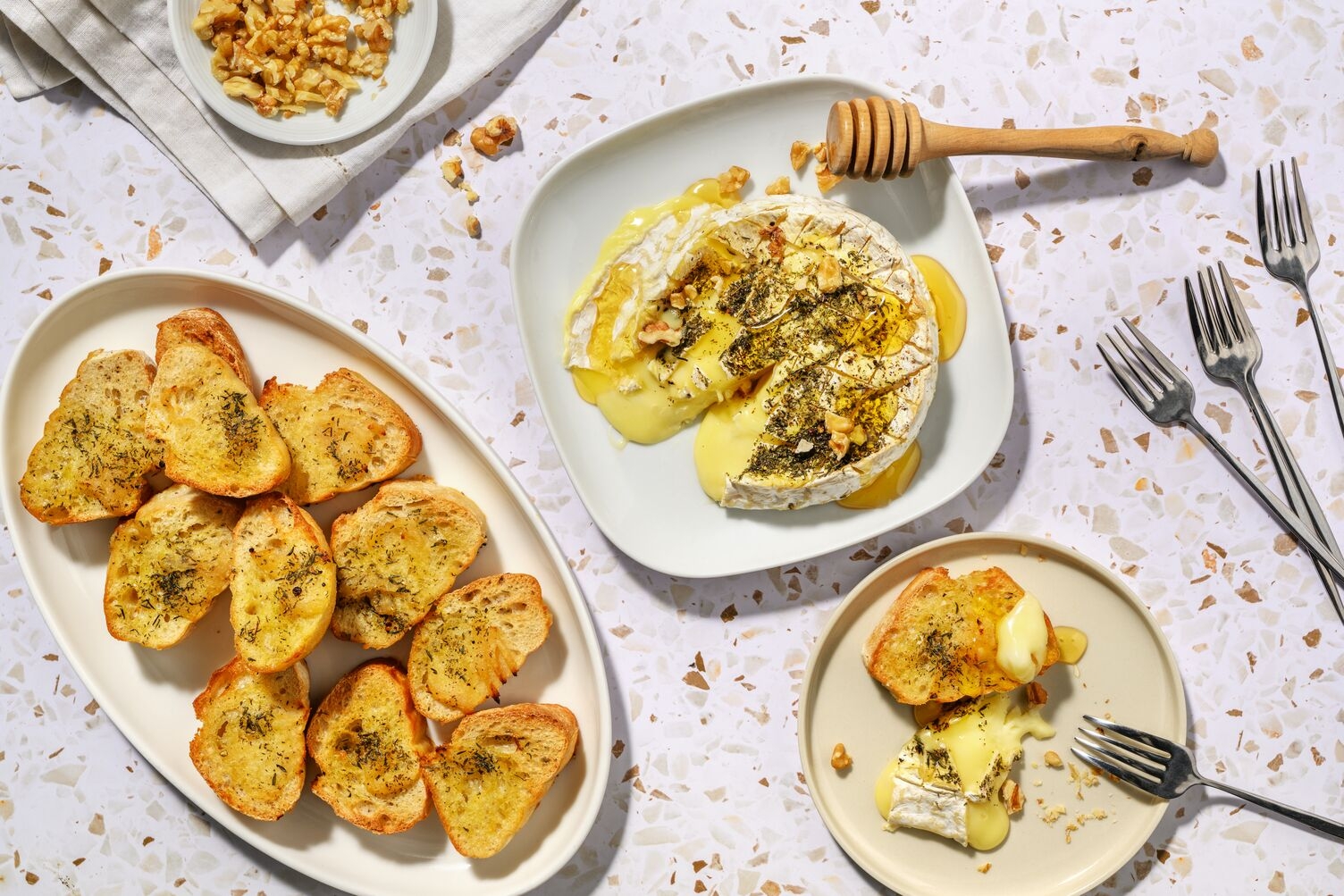 Le quart-temps fondant : camembert rôti au miel