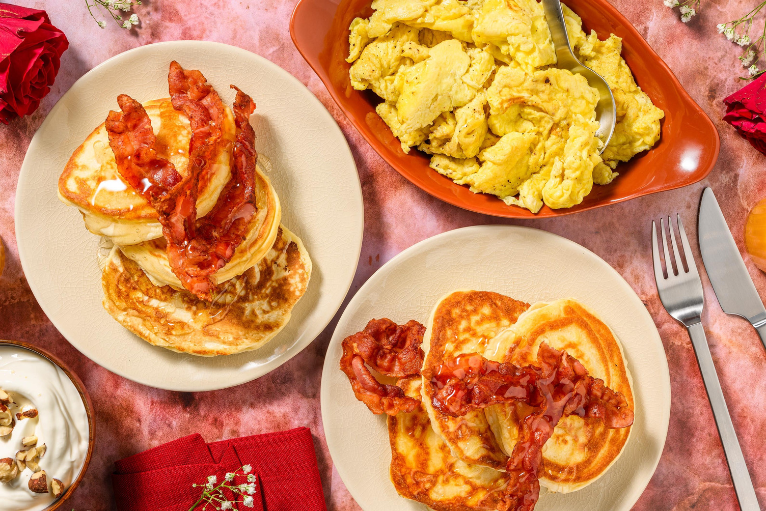'Colazione per due' pancake al bacon e miele