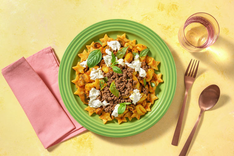 Sterngnocchi al funghi mit Bio-Hackfleisch