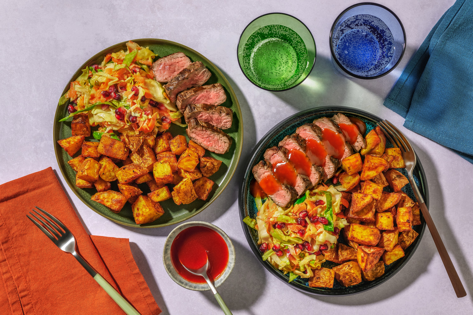 Amerikansk rumpsteak og spicy honning
