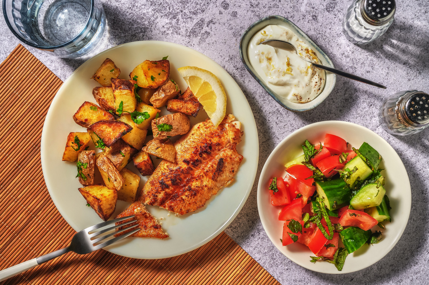 Batata Harra: Kartoffeln mit Harissa-Buntbarsch