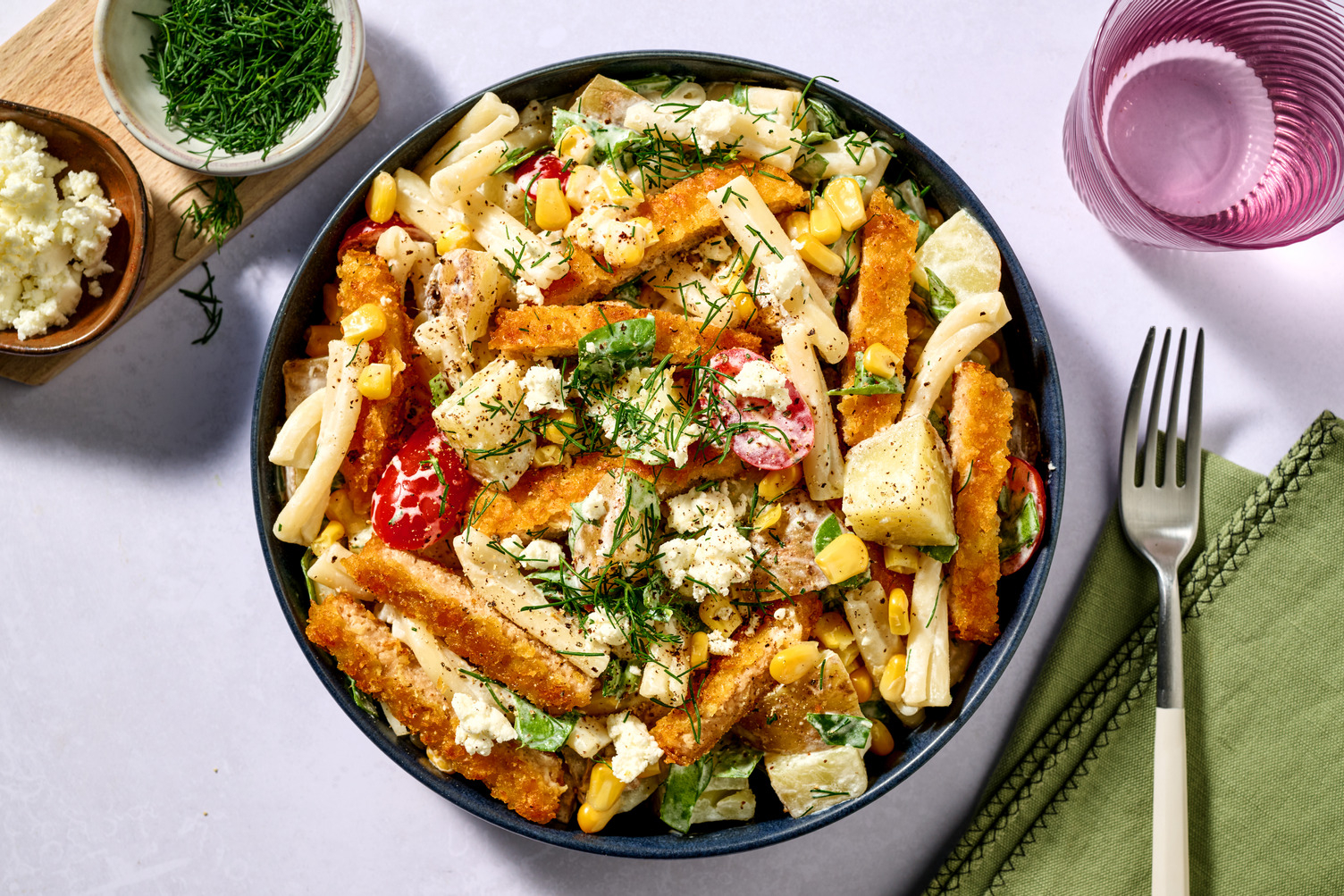Focus sport : Salade de pâtes et pommes de terre, schnitzel végé