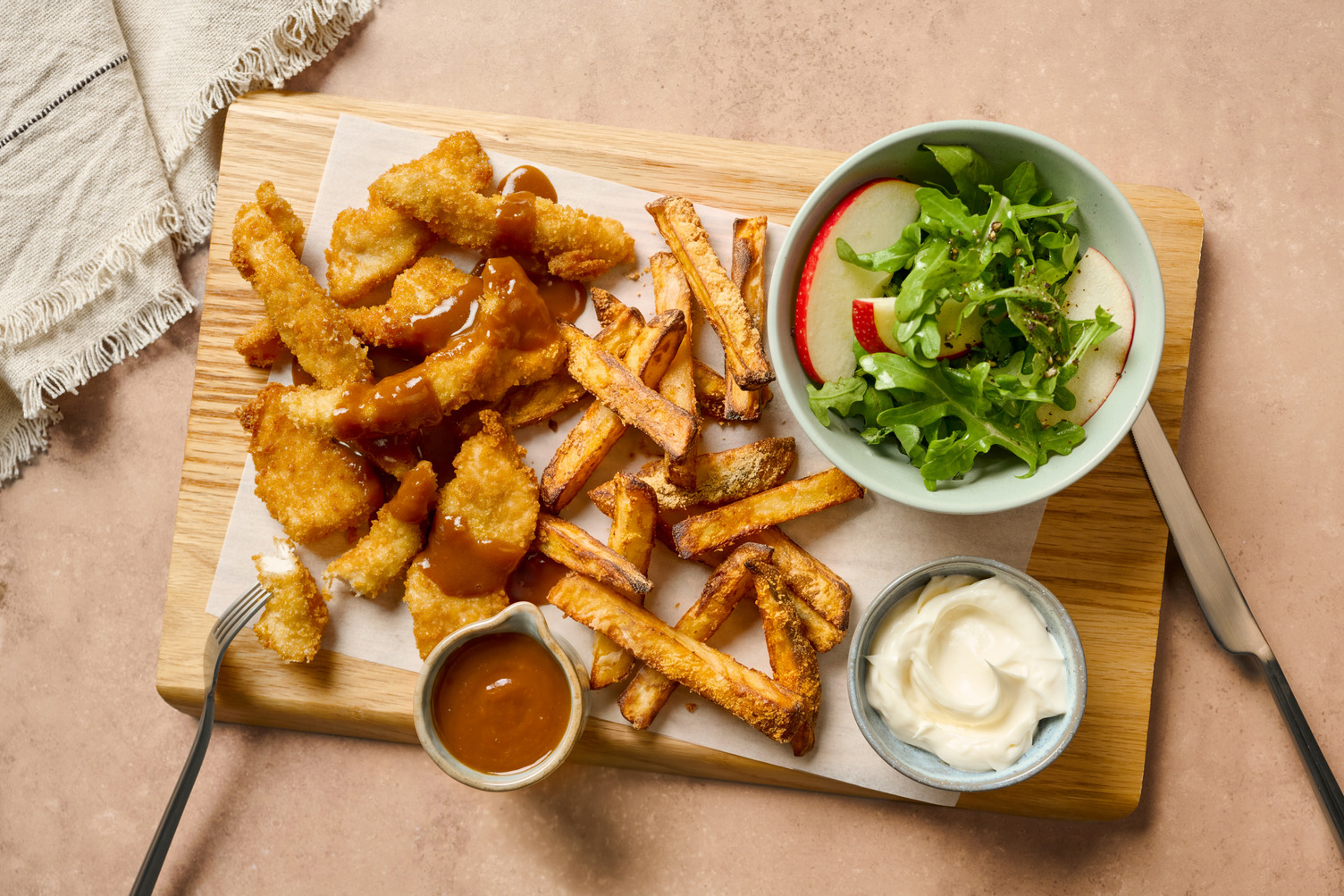 Crispy Chicken Tenders and Cheesy Chips