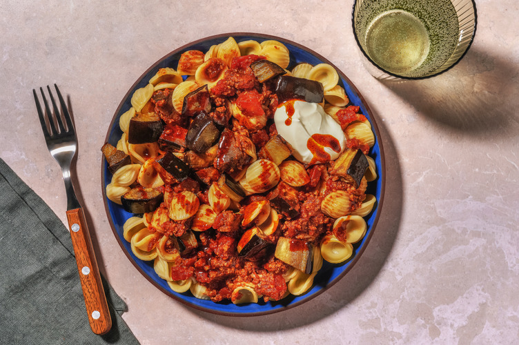 Levantinische Pasta mit Bio-Hackfleisch