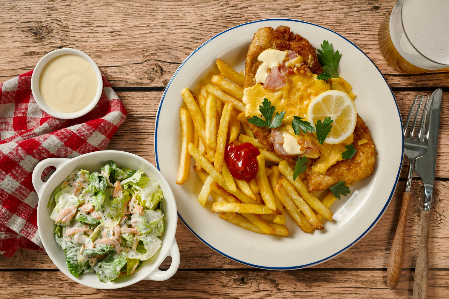 Doppelt Schnitzel mit Schinken & Hollandaise