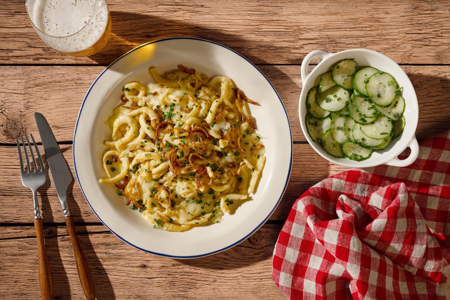 Käsespätzle mit selbstgemachten Röstzwiebeln