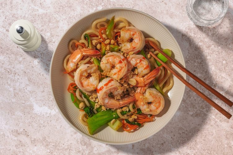 Szechuan-wok på räkor